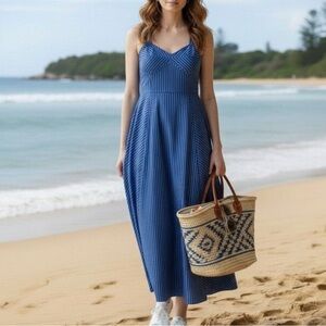 Madewell Blue Striped Maxi Sundress